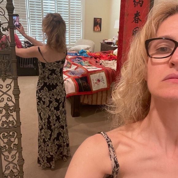 Ralph Lauren Black and Beige Floral long Dress - size 8 - Picture 2 of 6